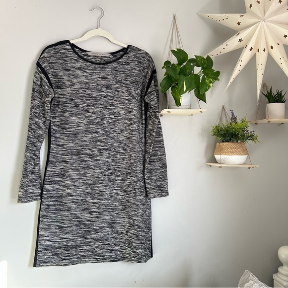 🩷ATHLETA RETREAT LONG SLEEVE GRAY BLACK HEATHER BODY CON MIDI DRESS SIZE SMALL - Picture 3 of 9